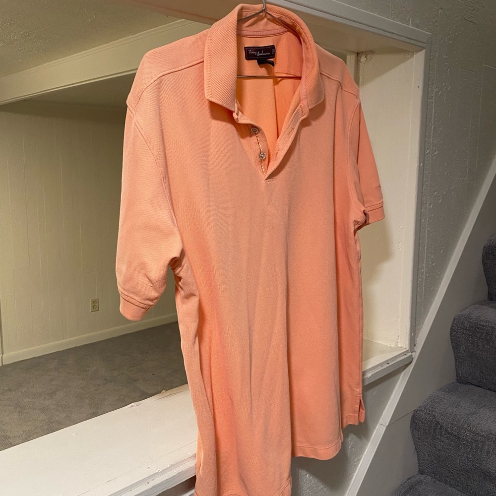 Tommy Bahama Bright Orange Polo Shirt Size Large